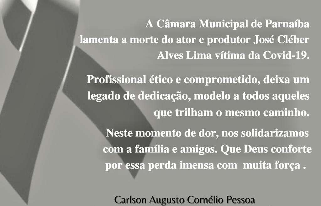 O presidente da Câmara, Carlson Pessoa lamenta o falecimento de Kleber Lima