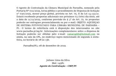 AVISO DE DISPENSA DE LICITAÇÃO