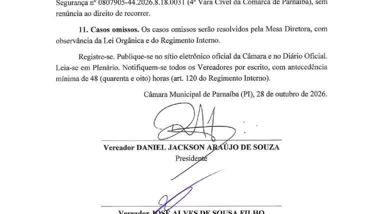 EDITAL DE CONVOCAÇÃO Nº 02-2026 – MESA DIRETORA