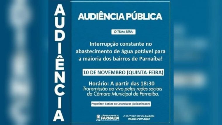 CONVITE PARA AUDIÊNCIA PÚBLICA NO PRÓXIMO DIA 10